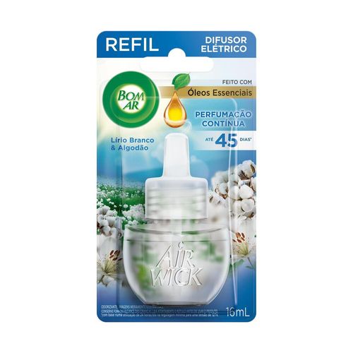 Bom Ar Difusor Elétrico Lírio Branco e Algodão Refil 16ml