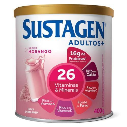 Sustagen Adultos Complemento Alimentar Sabor Morango - Lata 400g