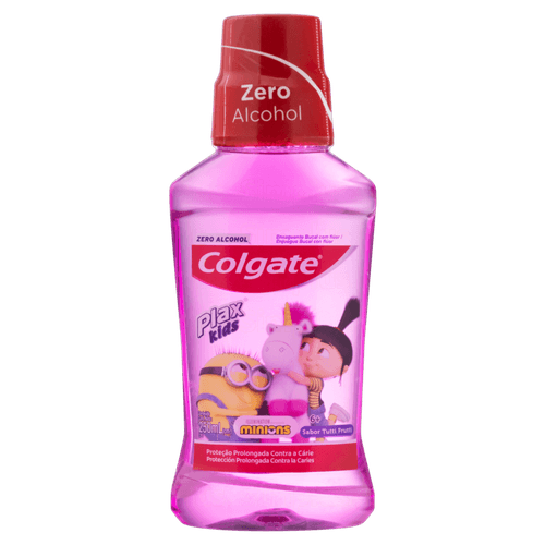 Enxaguante Bucal Zero Álcool Tutti Frutti Minions Colgate Plax Kids Frasco 250ml