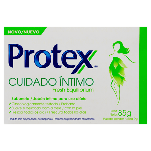 Sabonete Barra Íntimo Fresh Equilibrium Protex Cuidado Íntimo Caixa 85g