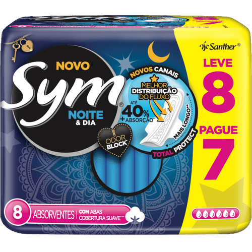 Absorvente Cobertura Suave Noite & Dia Com Abas Leve 8 pague 7 - 8pads