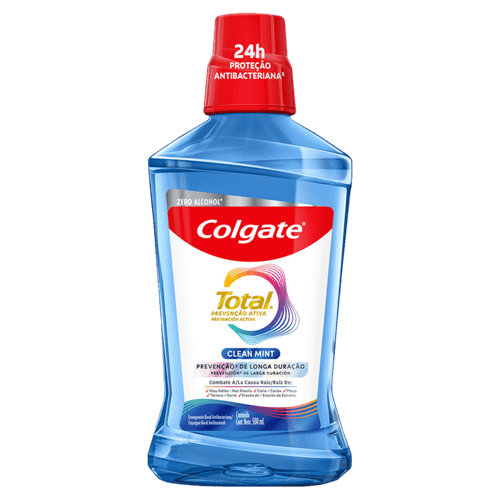 Enxaguante Bucal Zero Álcool Clean Mint Colgate Total Prevenção Ativa Frasco 500ml