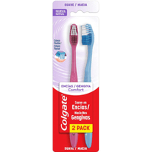 Escova Dental Macia Colgate Gengiva Comfort Cabeça Compacta 2 Unidades