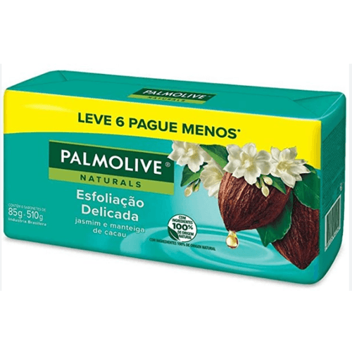 Sabonete em Barra Esfoliação Delicada Jasmim e Manteiga de Cacau Palmolive Naturals Envoltório 510g Leve 6 Pague 5 Unidades de 85g Cada