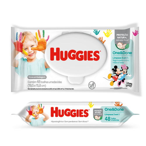 Toalha Umedecida Infantil Disney Baby Huggies One & Done Pacote 48 Unidades