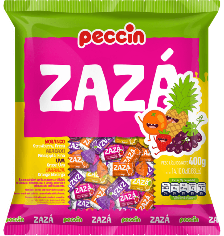 Bala Mastigável Peccin Zaza Sortida 400g