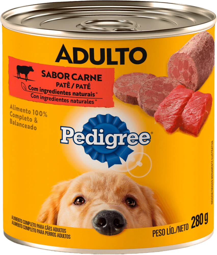 Alimento Completo e Balanceado Patê para Cães Adultos Carne Pedigree Lata 280g