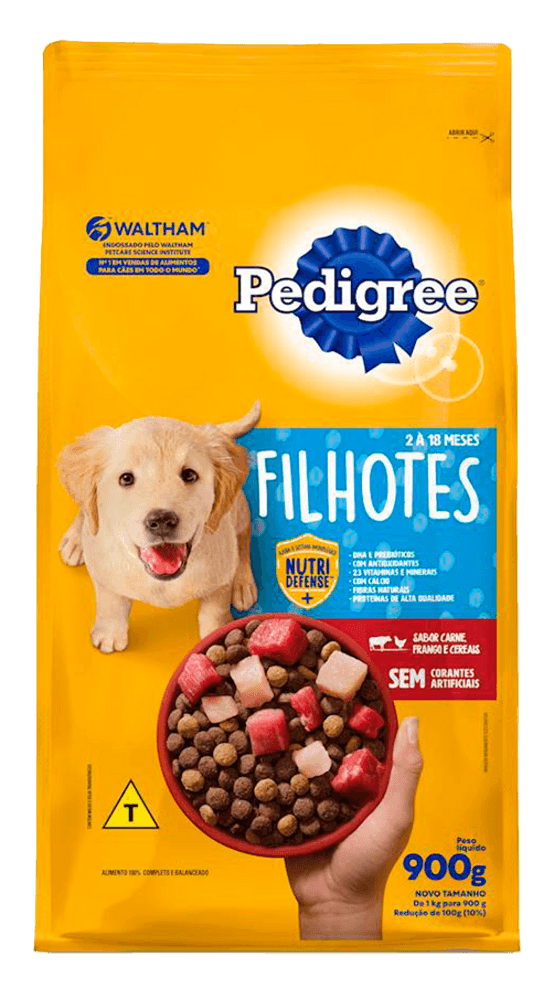 Alimento 100% Completo e Balanceado para Cães Filhotes Carne, Frango e Cereais Pedigree Pacote 900g