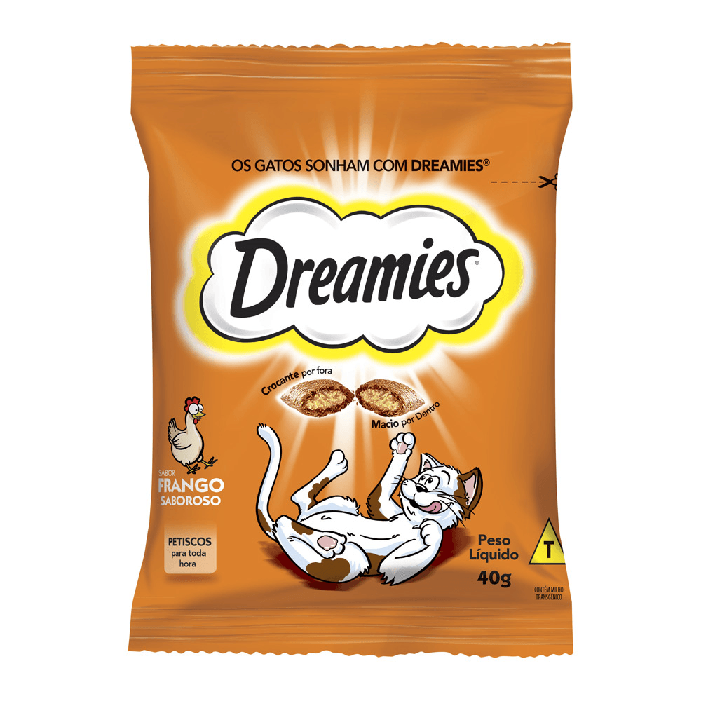 Petisco para Gatos Adultos Frango Saboroso Dreamies Pacote 40g