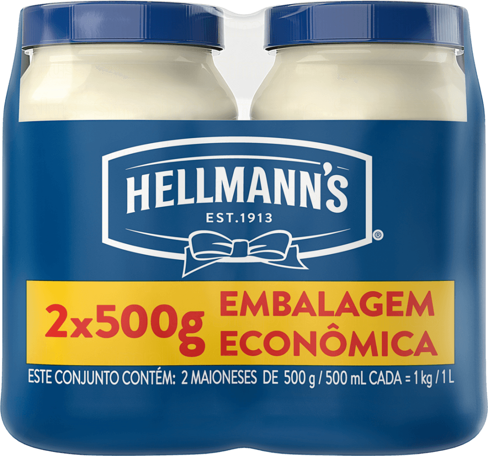 Maionese Hellmann's Pote 1kg 2 Unidades 500g Cada Embalagem Econômica