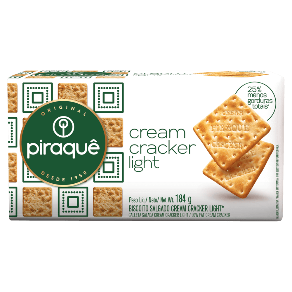 Biscoito Cream Cracker Light Piraquê Pacote 184g