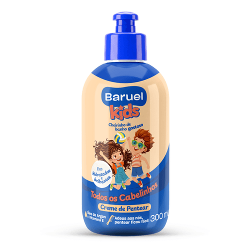 CREME DE PENTEAR INFANTIL COM OLEO DE ARGAN E VITAMINA E BARUEL KIDS TODOS OS CABELINHOS 300ML-FR